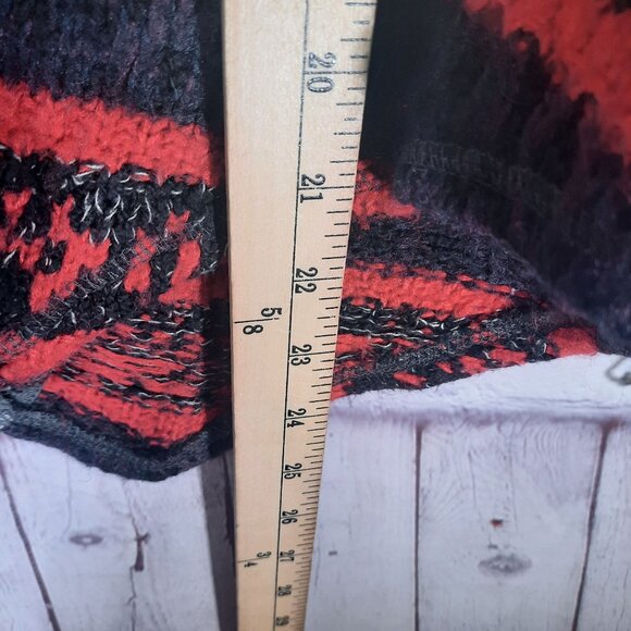 Free People Boho Gray Raw Hem Sweatshirt Red & Purple Thermal Womens - Picture 8 of 8